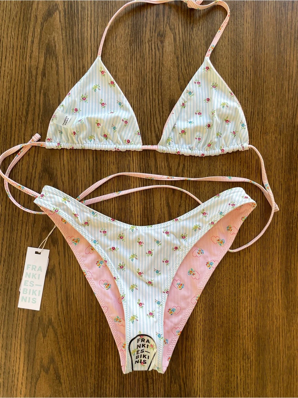 New Frankie’s Bikinis set reversible floral coquette summer beach vacation sexy
